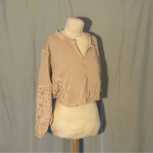 Pilcro Batwing Eyelet Sweatshirt